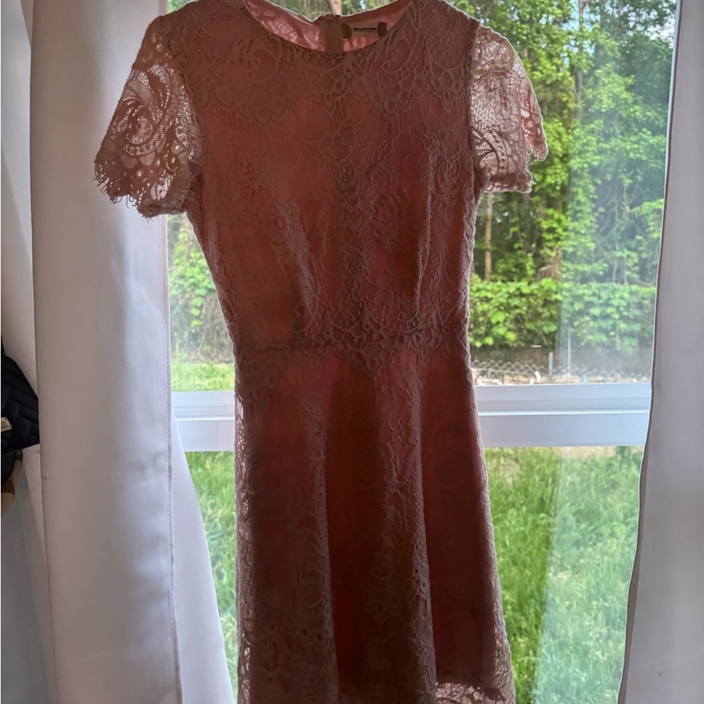 Altar'd State Pink Flutter Sleeve Sheath Dress